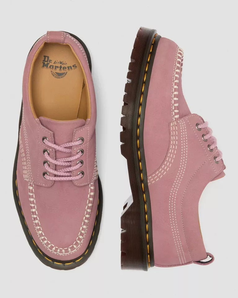 Dr. Martens Lowell Nubuck Moc Toe Shoes  -  Dusty Rose Pink — Milled Nubuck Wp