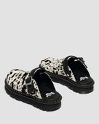 Dr. Martens Zebzag Dalmatian Hair On Leather Platform Mules  -  Cream & Black — Dalmatian Print Hair On
