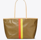 TORY BURCH RACER TOTE  -  tan printed