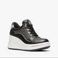Michael Kors Emmy Signature Logo and Leather Wedge Trainer-BLACK