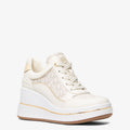 Michael Kors Emmy Signature Logo and Leather Wedge Trainer-VANILLA