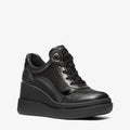 Michael Kors Emmy Leather and Mesh Wedge Trainer-BLACK
