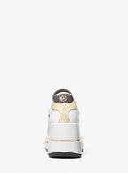 Michael Kors Emmy Signature Logo and Leather Wedge Trainer-BROWN