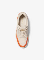 Michael Kors Emmy Leather and Canvas Wedge Trainer- MIMOSA