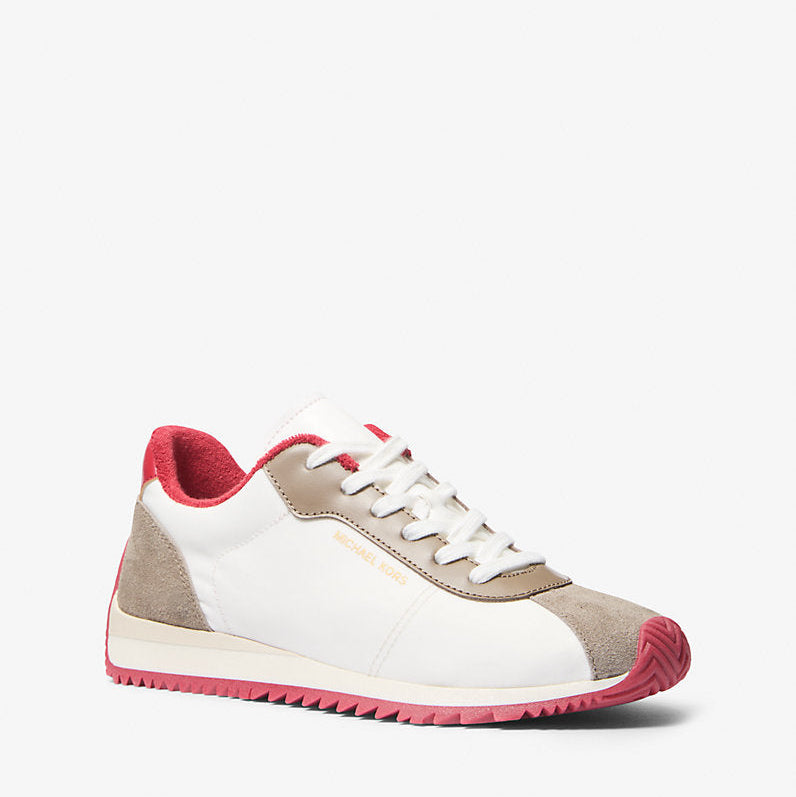 Michael Kors Rhodes Mixed-Media Trainer-OPTIC WHITE