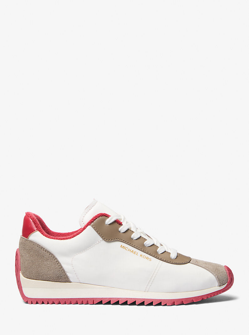 Michael Kors Rhodes Mixed-Media Trainer-OPTIC WHITE