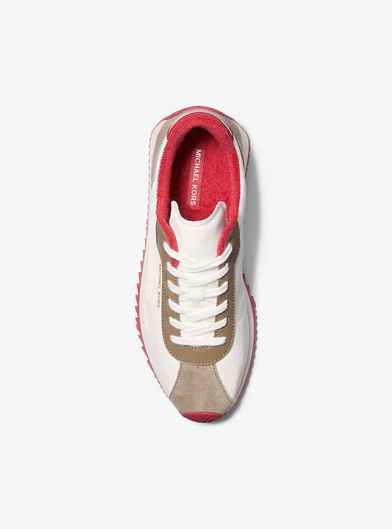 Michael Kors Rhodes Mixed-Media Trainer-OPTIC WHITE