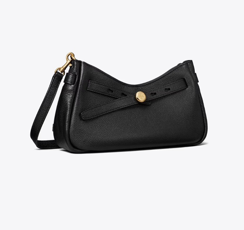 TORY BURCH ROMY ZIP TOP CROSSBODY  -  black