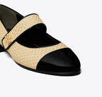 TORY BURCH CAP-TOE MARY JANE  -  Natural / Perfect Black