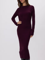 Rippstrickkleid aus Viskose in Rotbraun