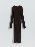Rippstrickkleid aus Viskose in Dunkelbraun
