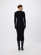 Rippstrickkleid aus Viskose in Schwarz