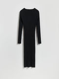 Rippstrickkleid aus Viskose in Schwarz