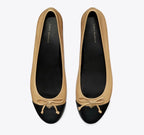TORY BURCH CAP-TOE BALLET   -   Ginger Shortbread / Perfect Black