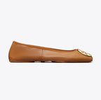 TORY BURCH REVA TRAVEL BALLET  -  Pecan Praline / Gold