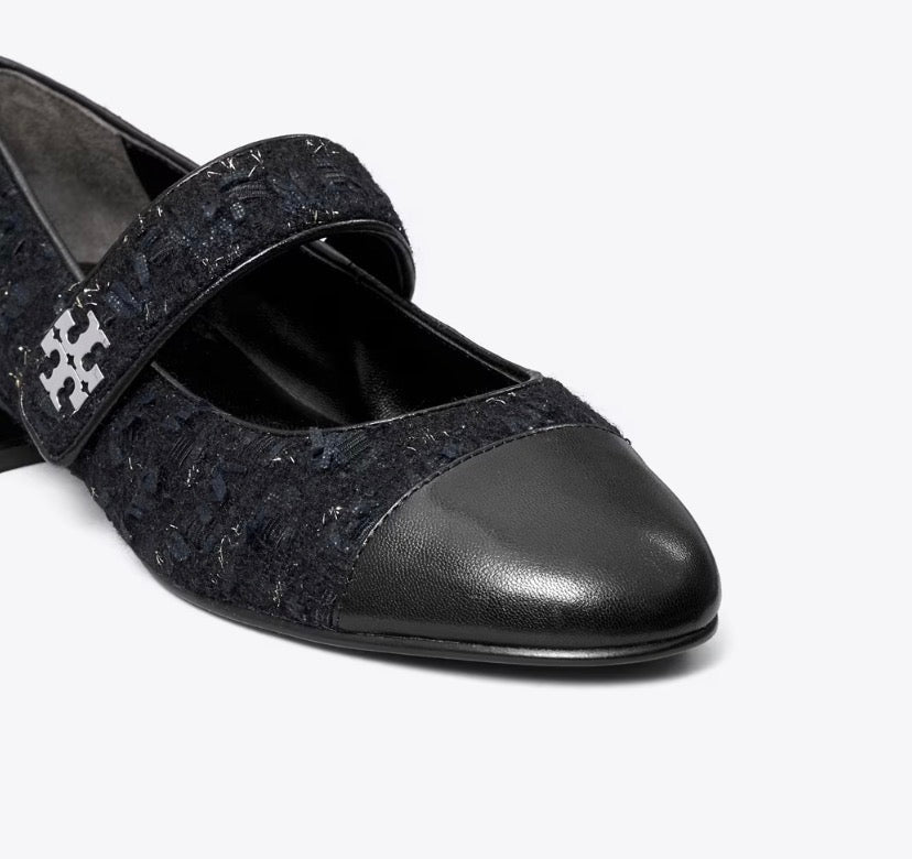 TORY BURCH CAP-TOE MARY JANE  -  Midnight Navy / Perfect Black