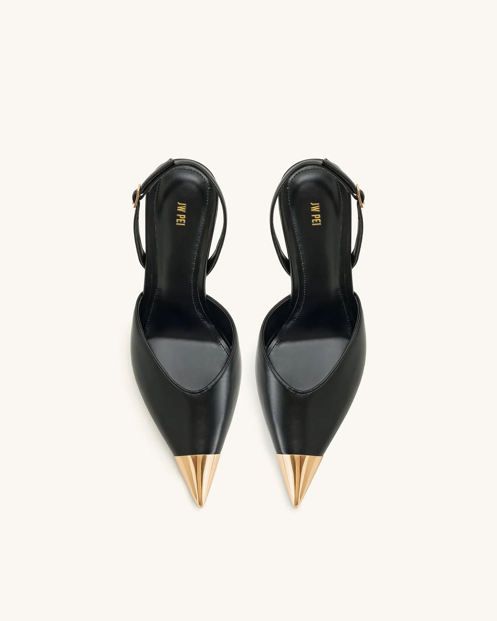 JW PEI Savannah Gold Tipped Slingback Pumps - Black