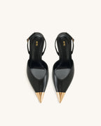 JW PEI Savannah Gold Tipped Slingback Pumps - Black