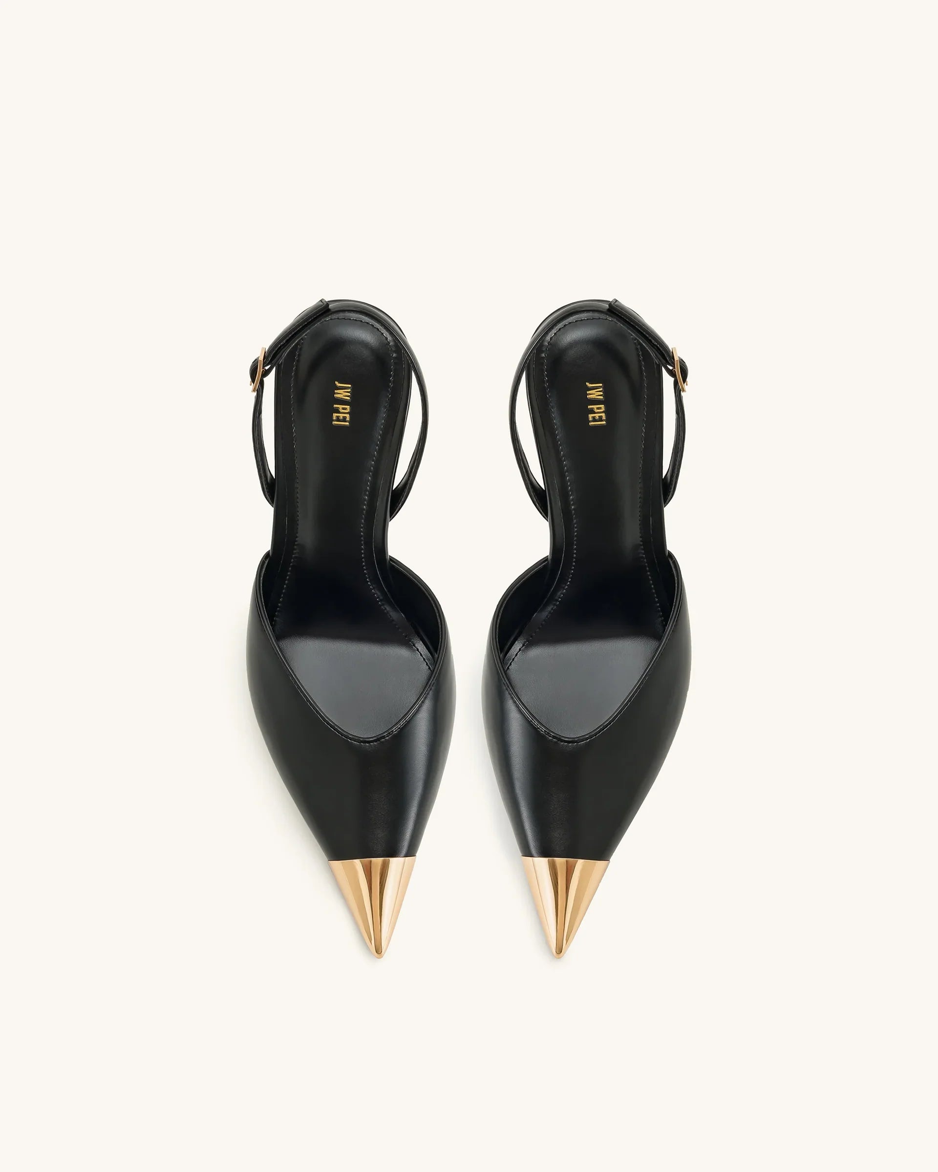 JW PEI Savannah Gold Tipped Slingback Pumps - Black