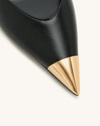 JW PEI Savannah Gold Tipped Slingback Pumps - Black