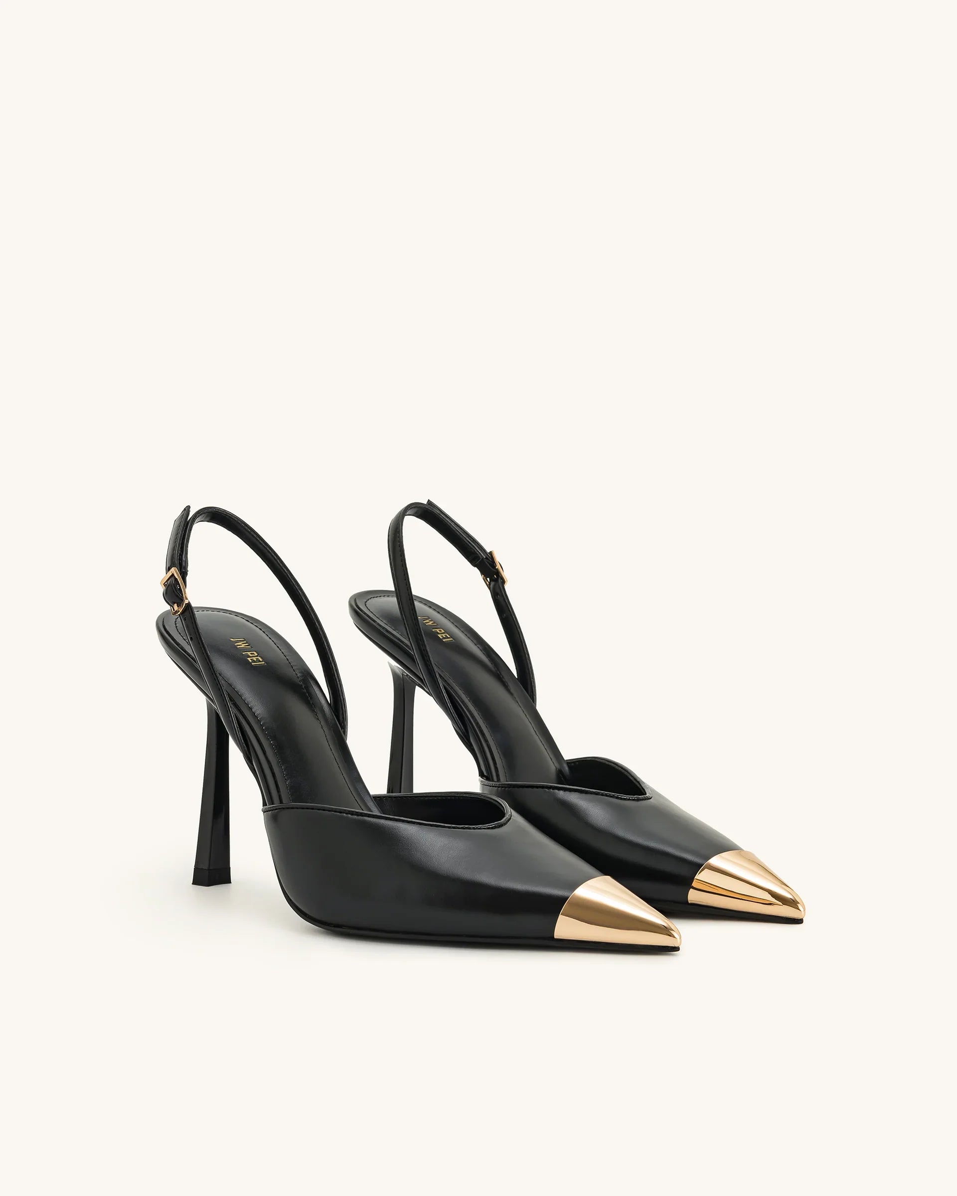 JW PEI Savannah Gold Tipped Slingback Pumps - Black