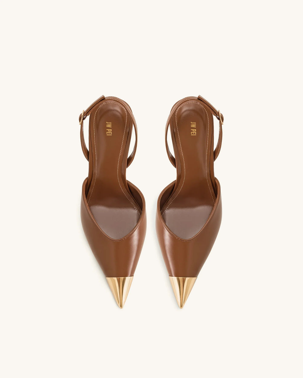 JW PEI Savannah Gold Tipped Slingback Pumps - Brown
