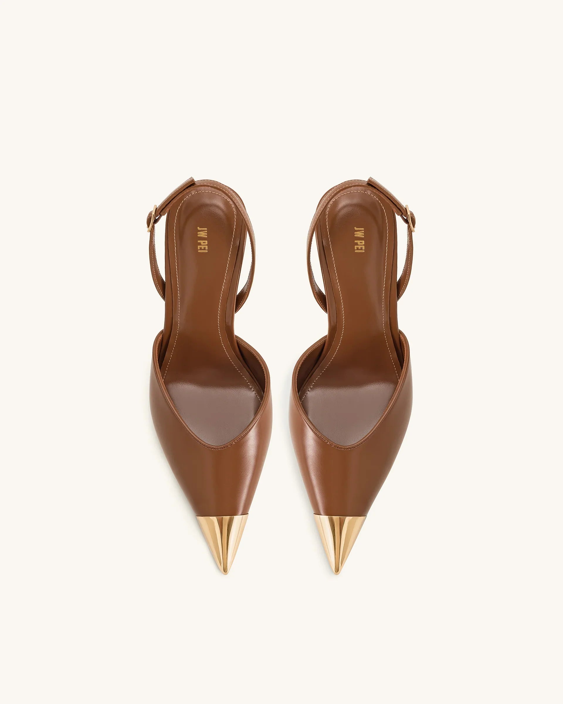 JW PEI Savannah Gold Tipped Slingback Pumps - Brown
