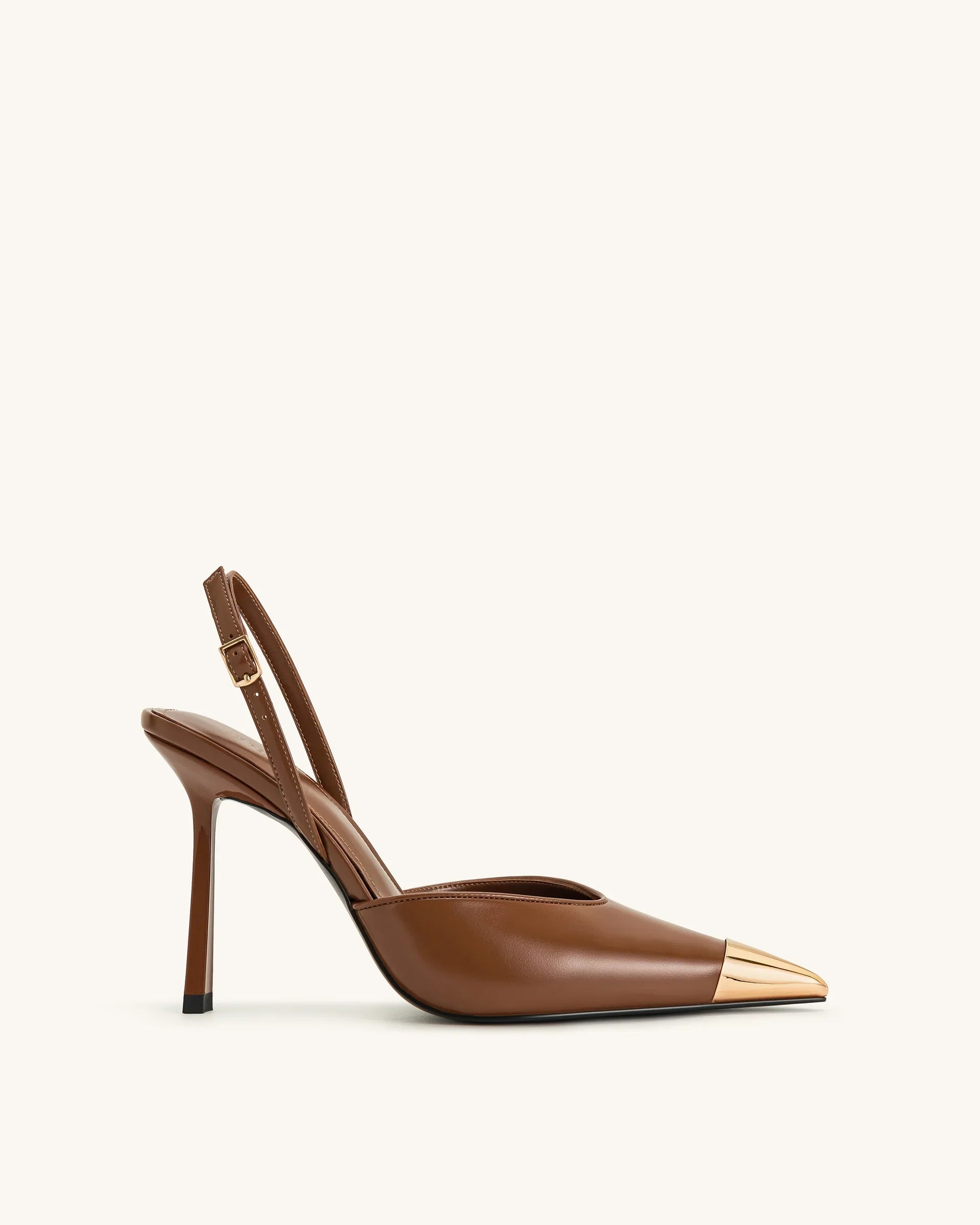 JW PEI Savannah Gold Tipped Slingback Pumps - Brown