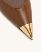 JW PEI Savannah Gold Tipped Slingback Pumps - Brown