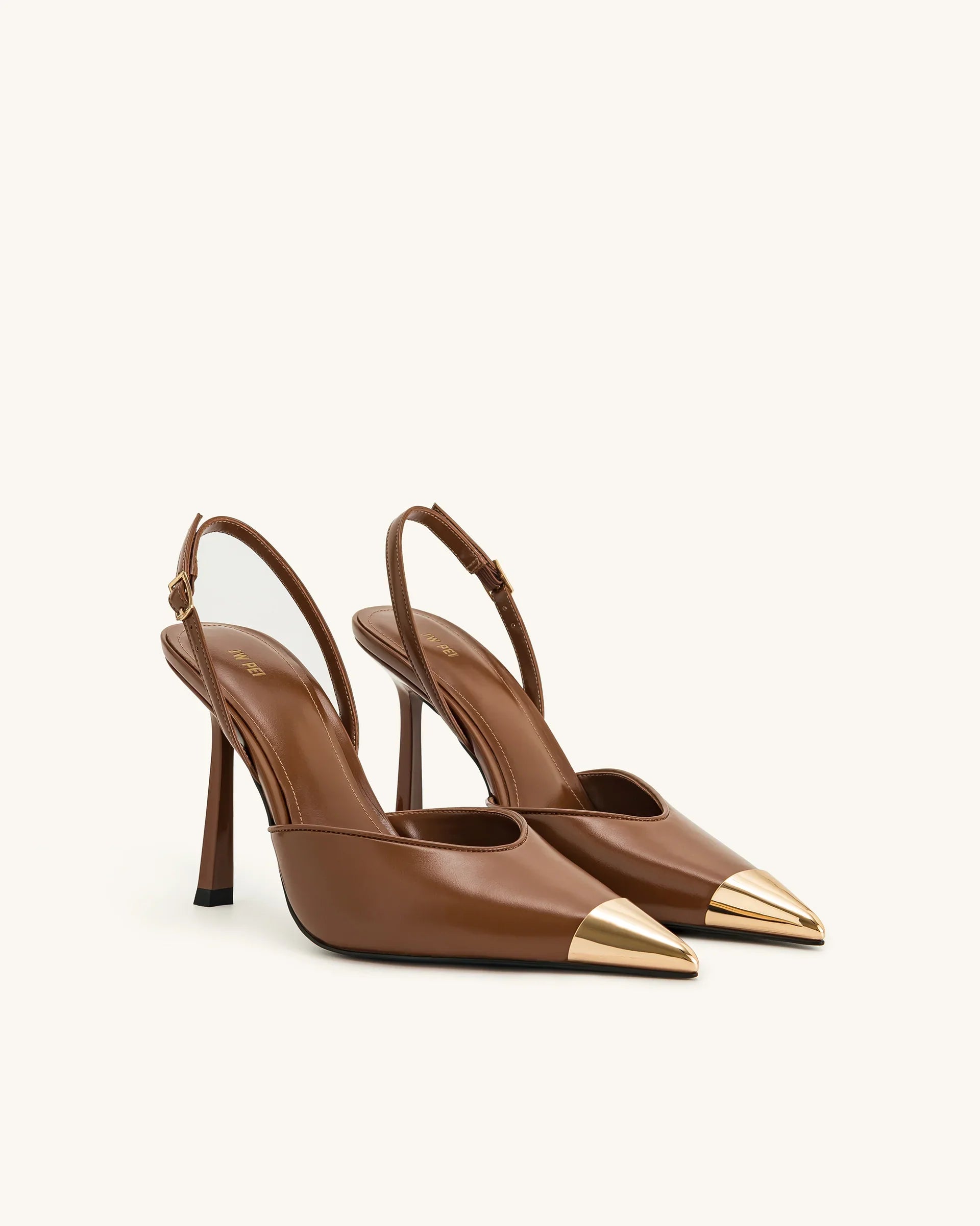 JW PEI Savannah Gold Tipped Slingback Pumps - Brown
