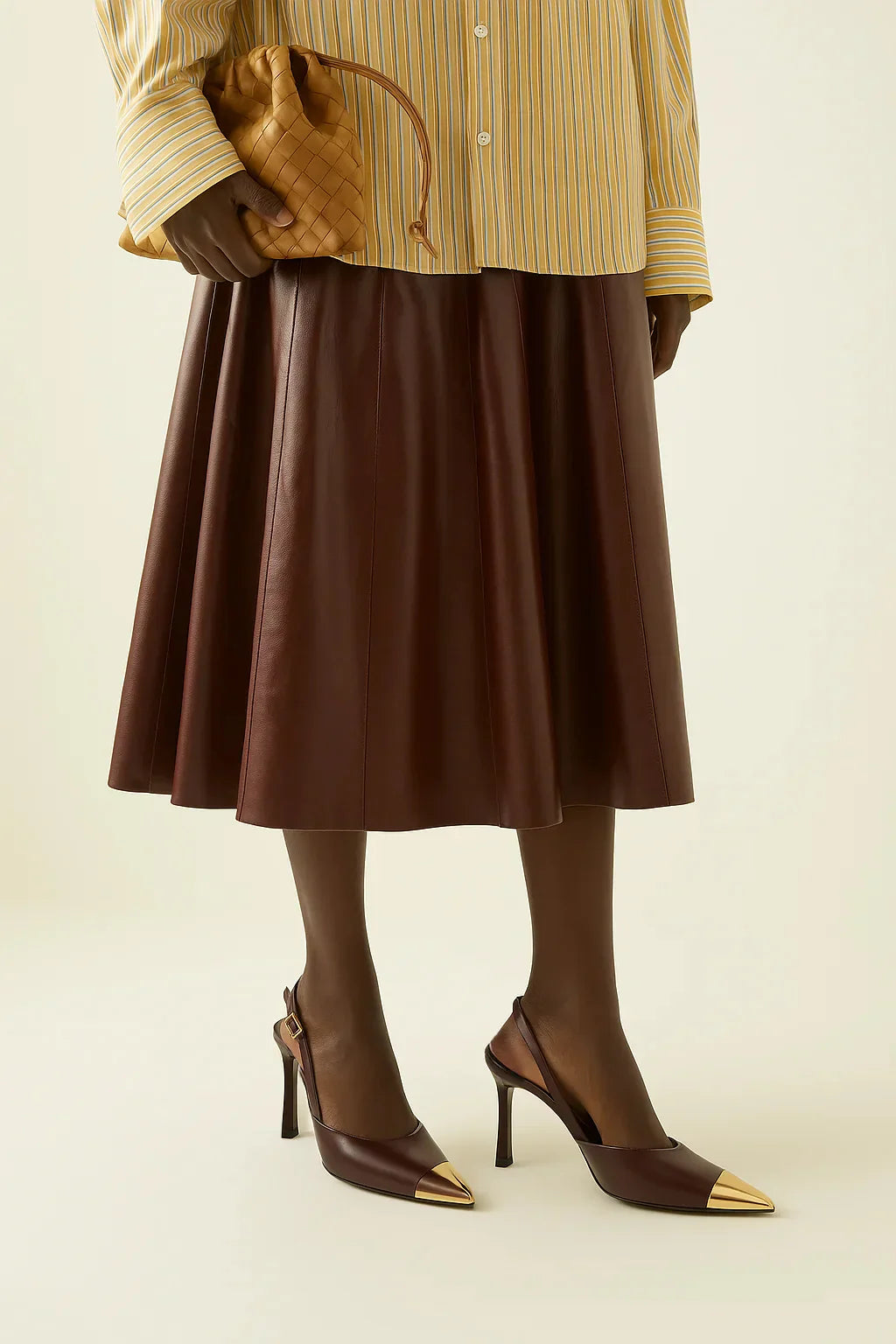 JW PEI Savannah Gold Tipped Slingback Pumps - Brown