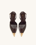 JW PEI Savannah Gold Tipped Slingback Pumps - Burgundy