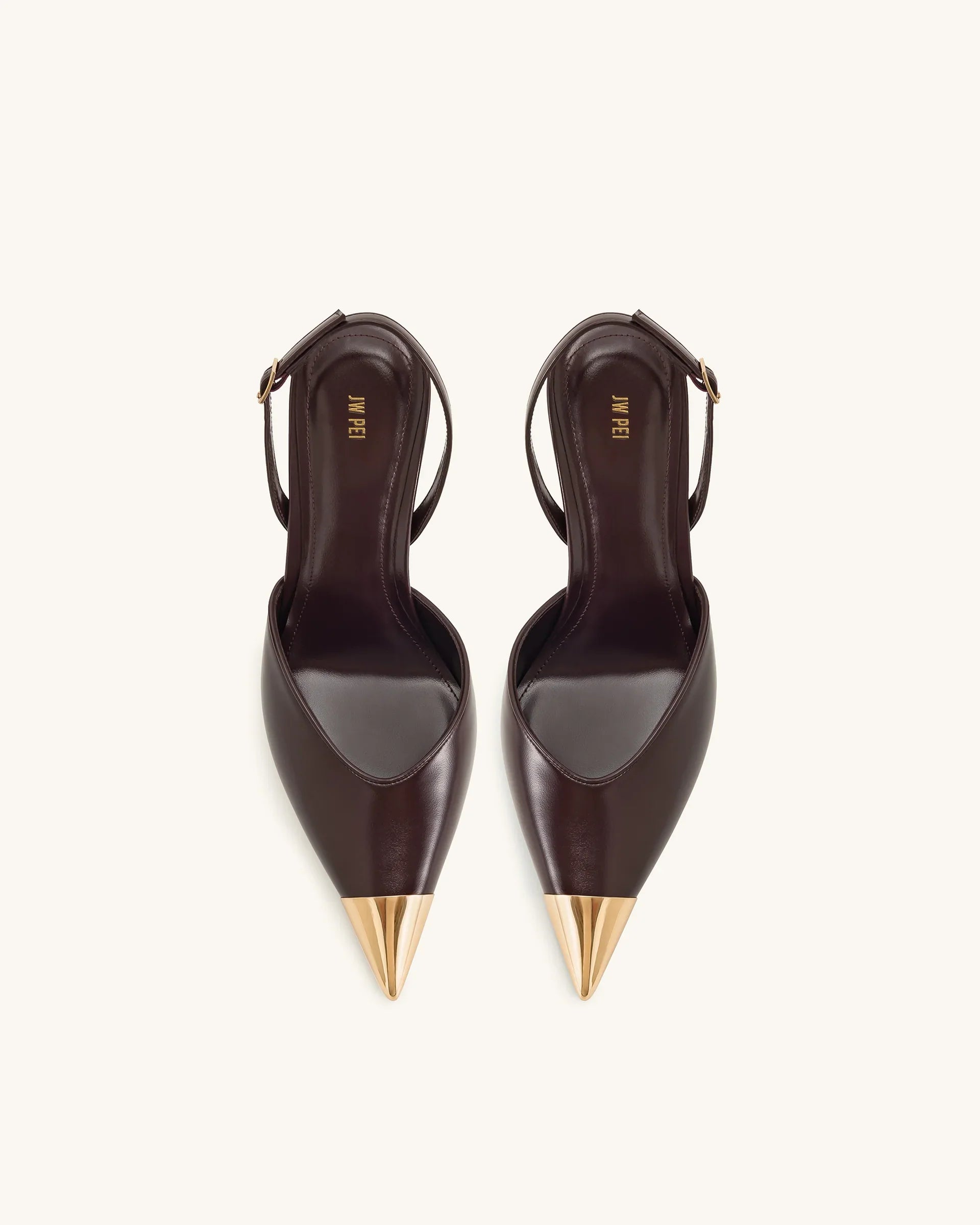 JW PEI Savannah Gold Tipped Slingback Pumps - Burgundy
