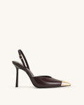 JW PEI Savannah Gold Tipped Slingback Pumps - Burgundy