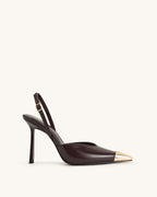JW PEI Savannah Gold Tipped Slingback Pumps - Burgundy