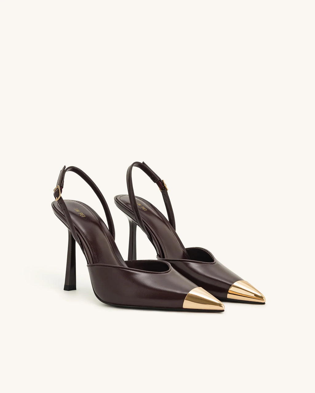 JW PEI Savannah Gold Tipped Slingback Pumps - Burgundy