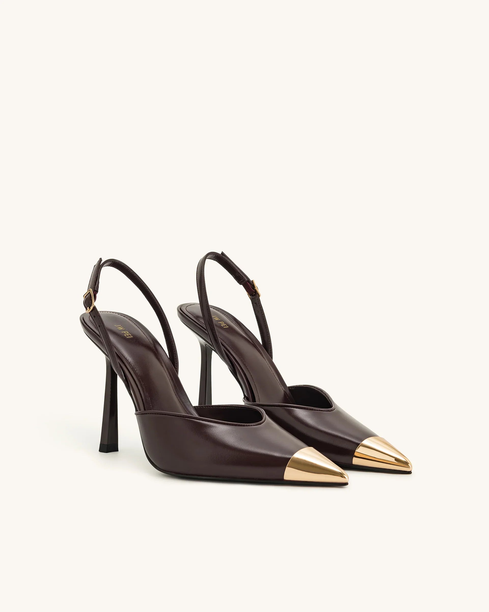 JW PEI Savannah Gold Tipped Slingback Pumps - Burgundy