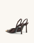 JW PEI Savannah Gold Tipped Slingback Pumps - Burgundy