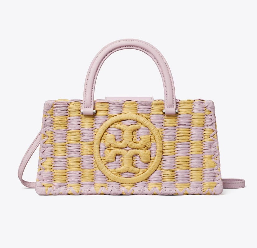 TORY BURCH ELLA HAND-CROCHETED EAST-WEST TOTE  -  pale purple