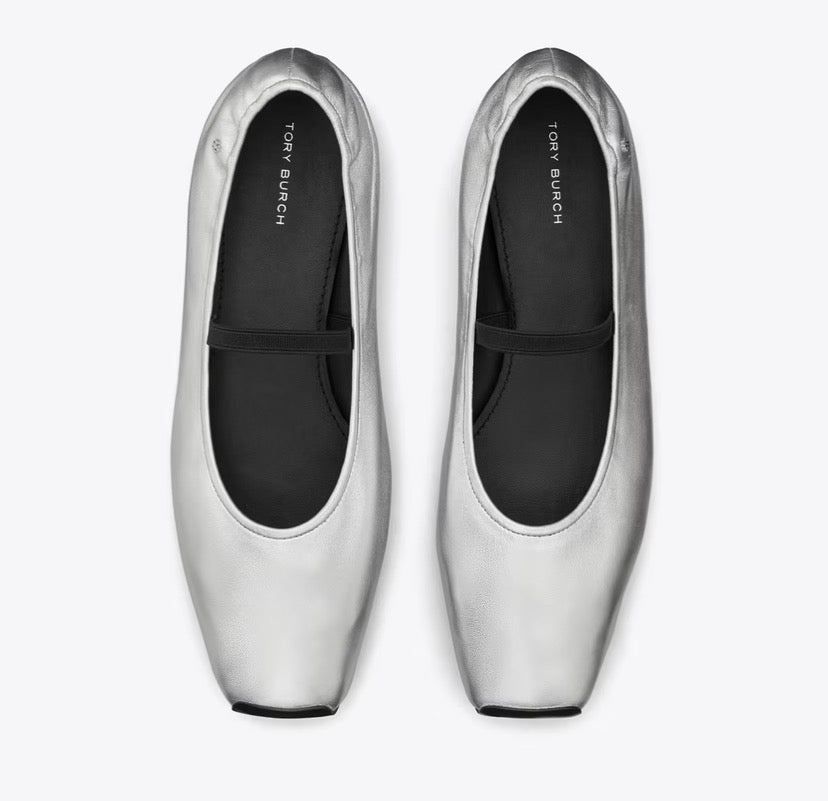 TORY BURCH RUNWAY BALLET   -  Silver / Perfect Black