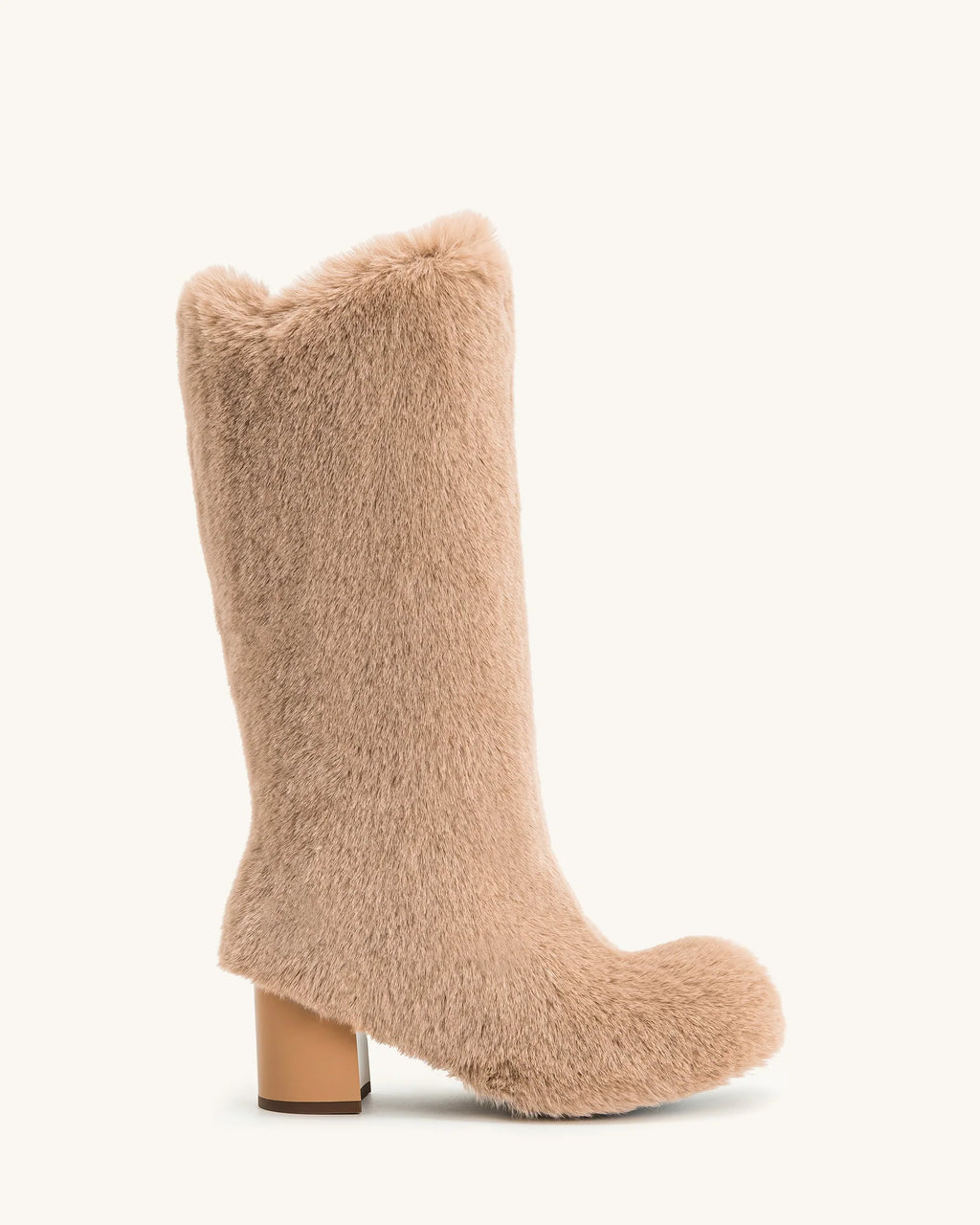 JW PEI Isabella Slouchy Faux Fur Boots  -  Beige