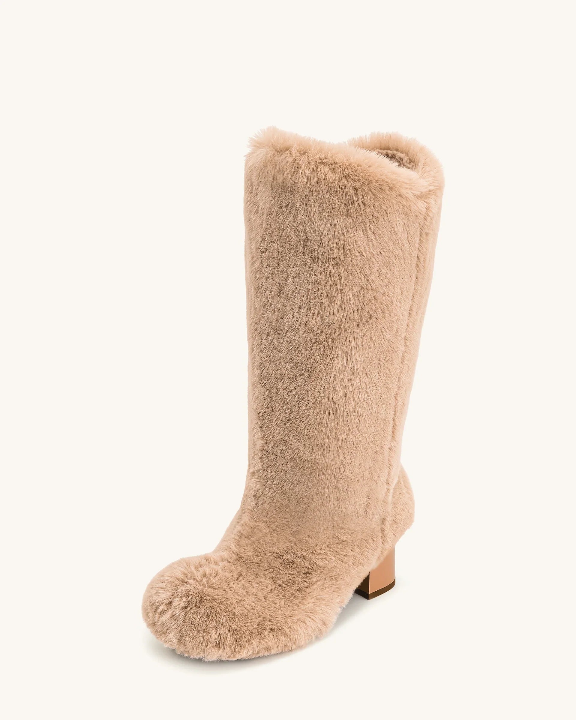 JW PEI Isabella Slouchy Faux Fur Boots  -  Beige