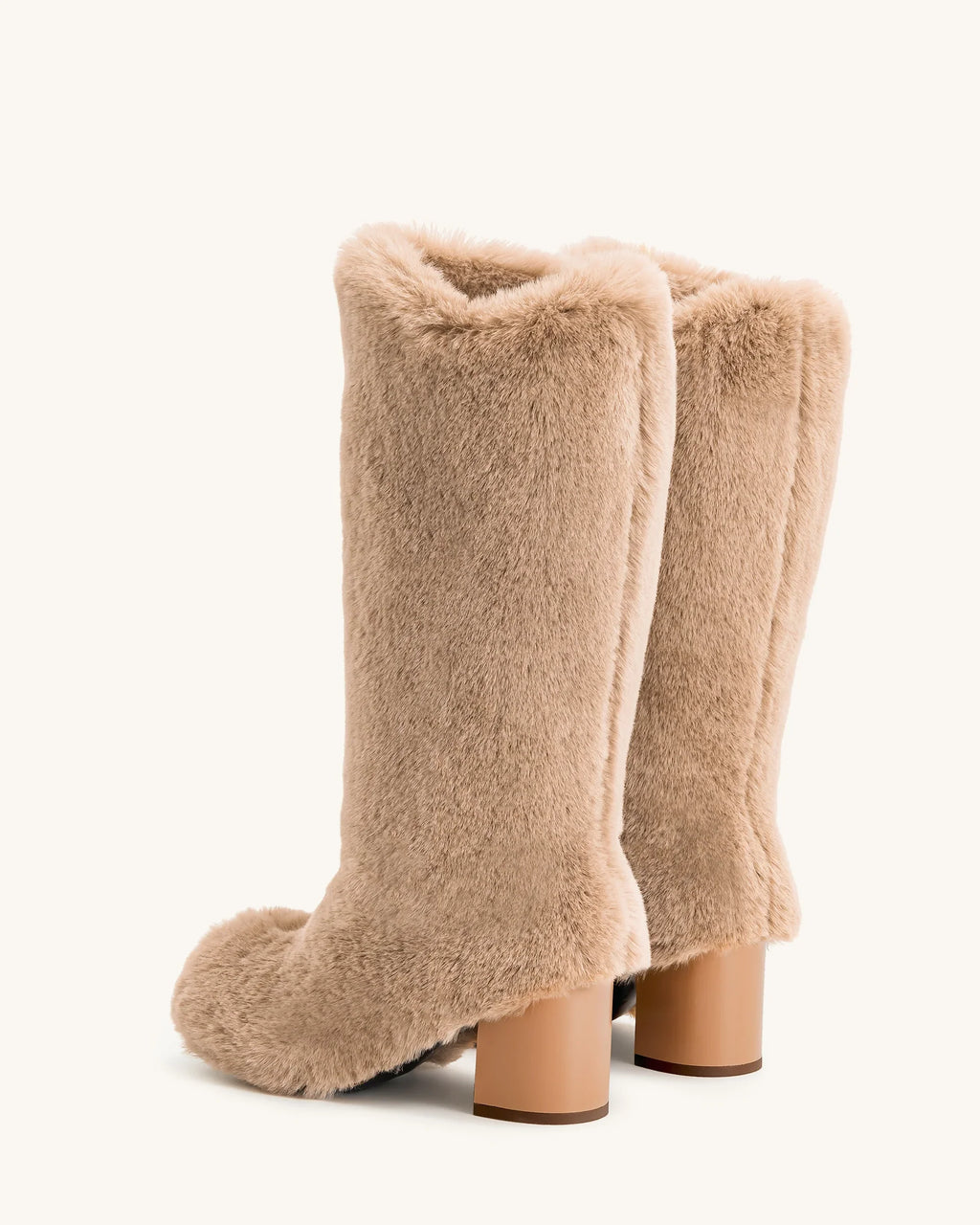 JW PEI Isabella Slouchy Faux Fur Boots  -  Beige