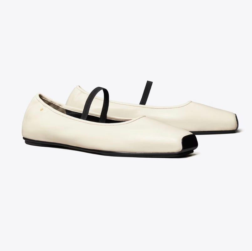 TORY BURCH RUNWAY BALLET   -  New Ivory / Perfect Black