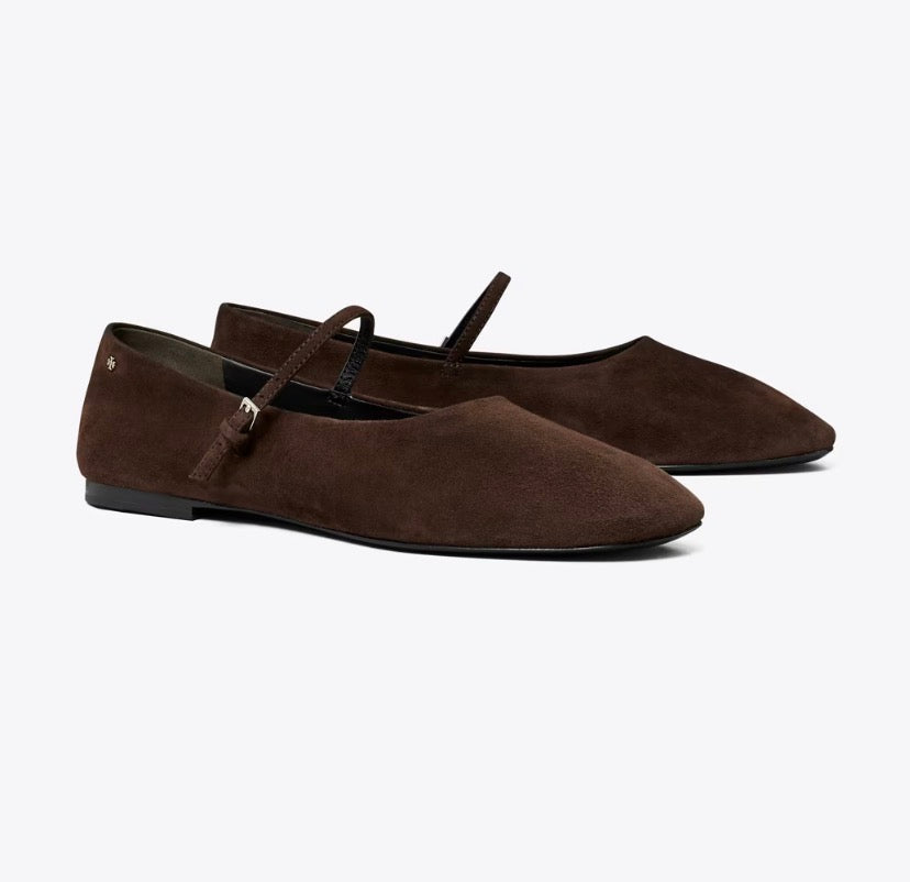 TORY BURCH MARY JANE BALLET  -   Dark Cocoa