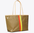 TORY BURCH RACER TOTE  -  tan printed