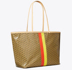 TORY BURCH RACER TOTE  -  tan printed