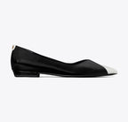 TORY BURCH TRIANGLE POINTED FLAT   -  Perfect Black / Salt