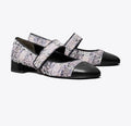 TORY BURCH CAP-TOE MARY JANE  -  Pink / Black multi
