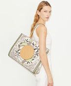 TORY BURCH ELLA PRINTED TOTE  -  mint cockatoo